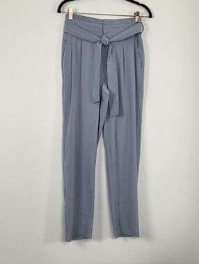 Athleta Skyline Paperbag Pant ll Belted Trousers Size 6 Blue Stretch
